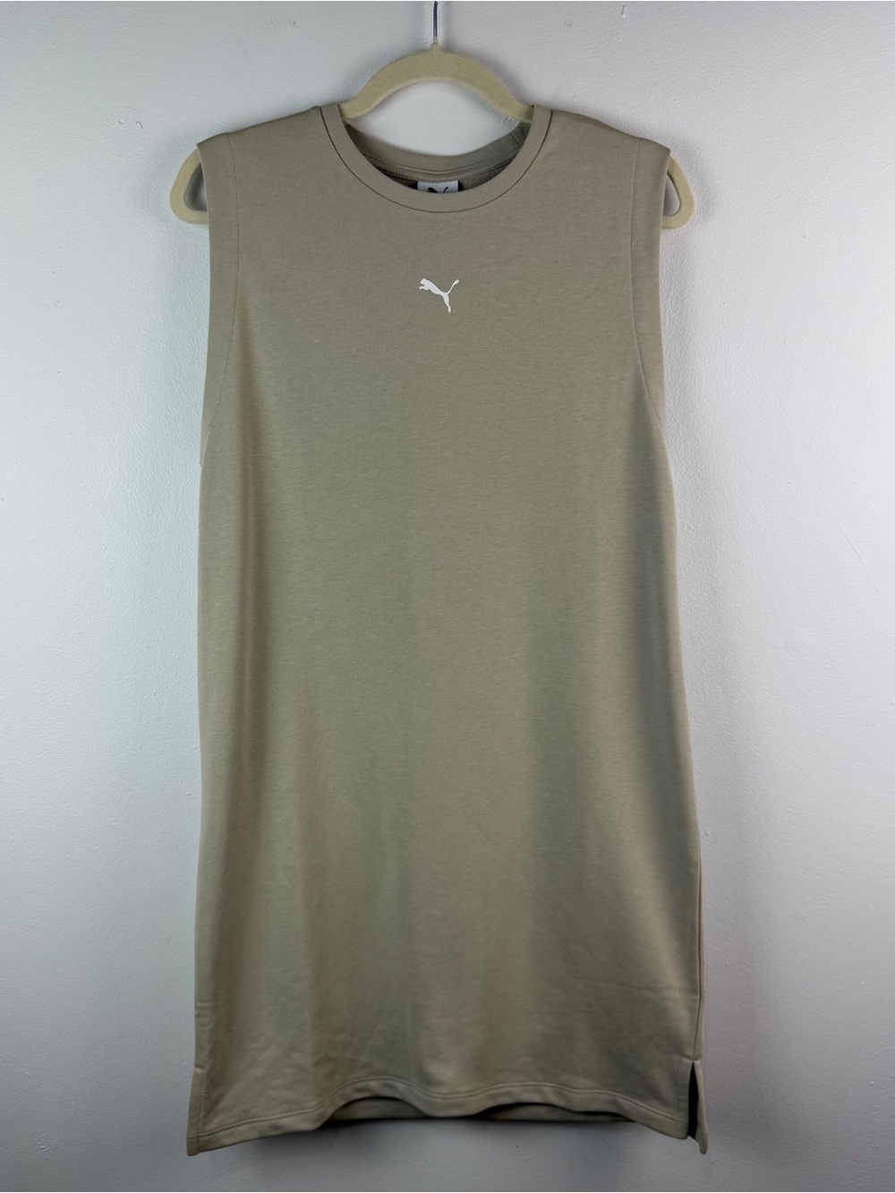 PUMA Sleeveless Golf Tennis T-Shirt Dress Small Beige Stretch Athleisure New